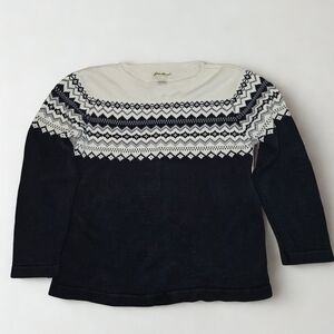 Eddie Bauer Navy and White Wool Knit Sweater